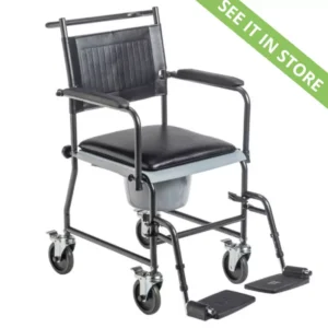 Upholstered Drop Arm Wheeled Commode
