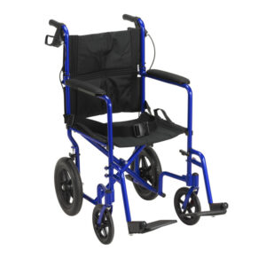 Expedition Aluminum Transport Chair with Loop Locks and 12in. Rear Flat Free Wheels